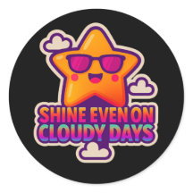 Neon Kawaii Star - "Shine Even on Cloudy Days"