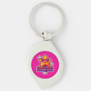 Neon Kawaii Star - "Shine Even on Cloudy Days" Schlüsselanhänger