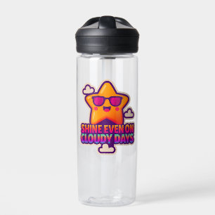 Neon Kawaii Star - "Shine Even on Cloudy Days" Trinkflasche
