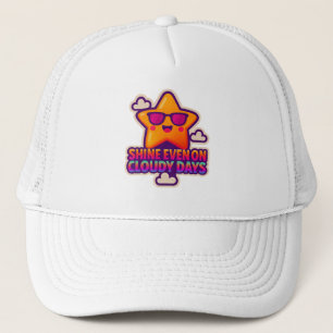 Neon Kawaii Star - "Shine Even on Cloudy Days" Truckerkappe