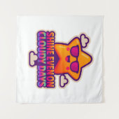 Neon Kawaii Star - "Shine Even on Cloudy Days" Wandteppich (Vorderseite (Horizontal))