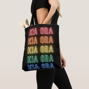 Neon Kia Ora Regenbogen Stolz Neuseeland Tasche