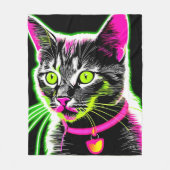 Neon Kitty Feline Art Fleecedecke (Vorderseite)