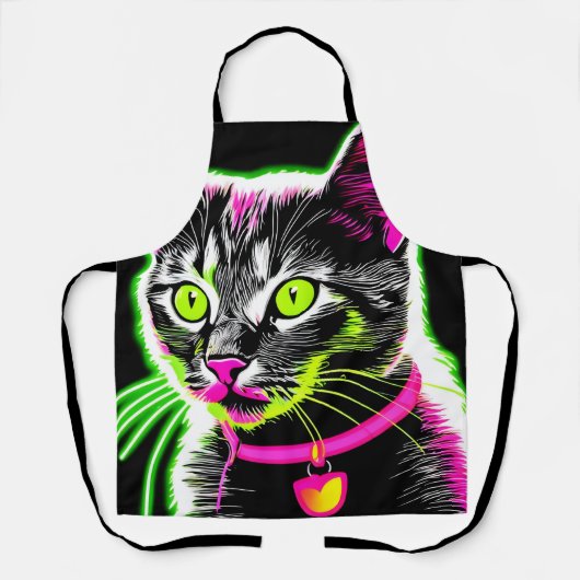Neon Kitty Feline Art Schürze (Vorderseite)