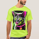 Neon Kitty Feline Art T-Shirt (Vorderseite)