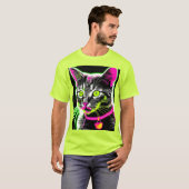Neon Kitty Feline Art T-Shirt (Vorne ganz)