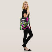 Neon Kitty Feline Art Tasche (Am Model)