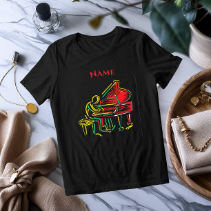 Neon Klavier Linienkunst   Lebendiges Musik T-Shir Tri-Blend Shirt