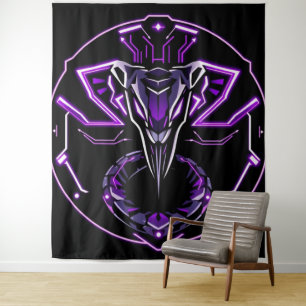 Neon-Kobra – Wächter des digitalen Dschungels Wandteppich