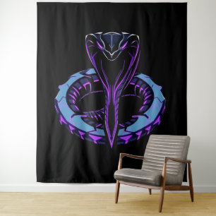 Neon-Kobra – Wächter des digitalen Dschungels Wandteppich