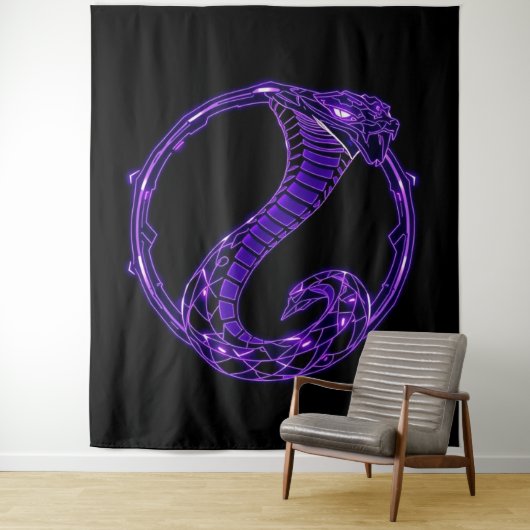 Neon-Kobra – Wächter des digitalen Dschungels Wandteppich (Beispiel)