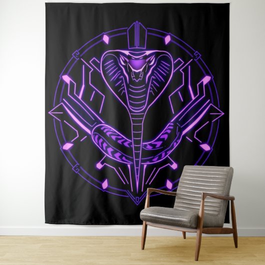 Neon-Kobra – Wächter des digitalen Dschungels Wandteppich (Beispiel)