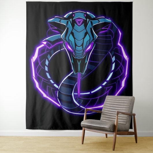 Neon-Kobra – Wächter des digitalen Dschungels Wandteppich (Beispiel)