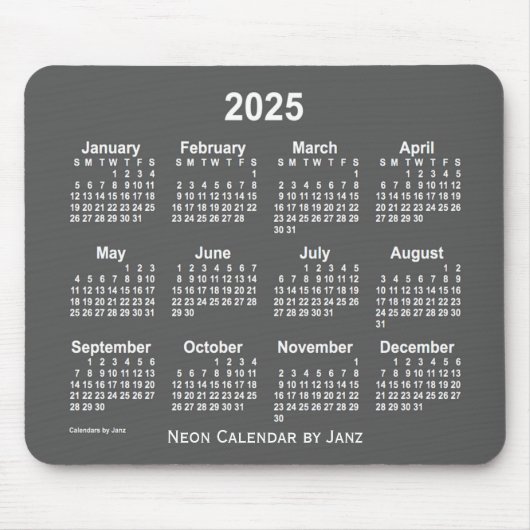 Neon-Kohlekalender 2025 von Janz Mousepad (Vorne)