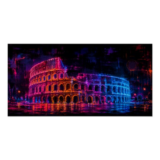 Neon-Kolosseum Poster (Vorderseite)