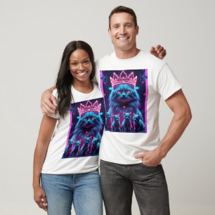 Neon-Königskatze & Süße Kätzchen   Lebendige Neon- T-Shirt