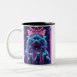 Neon-Königskatze & süße Kätzchen Lebendige Neon- Zweifarbige Tasse