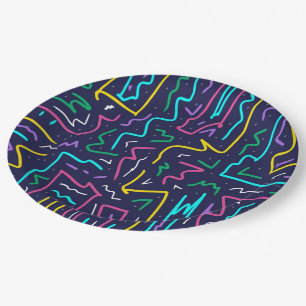 Neon-Kontrast-Weltraum-Kunst Pappteller