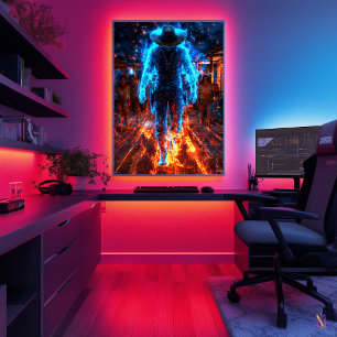 Neon-Kopfgeldjäger – Cyber-Western-Outlaw Poster