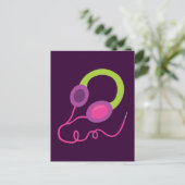 Neon Kopfhörer Postkarte (Stehend Vorderseite)