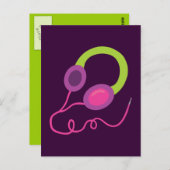 Neon Kopfhörer Postkarte (Vorne/Hinten)