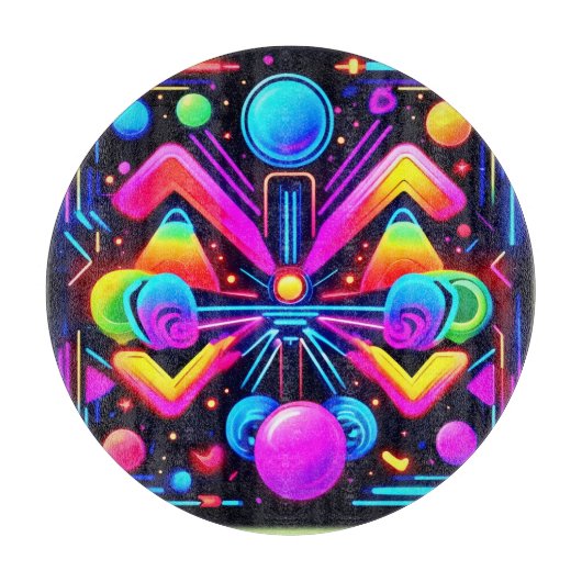 Neon Kosmic Kaleidoskop Schneidebrett (Vorderseite)