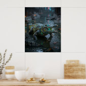 Neon Krokodil Überfluteter Sektor Poster (Küche)