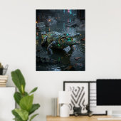 Neon Krokodil Überfluteter Sektor Poster (Heimbüro)
