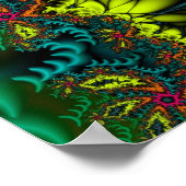 Neon | Kunst des Blauen und orangen Fraktals Poster (Ecke)