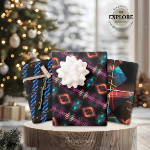 Neon künstlerisch-zeitgenössische PAPIERSHEETS Geschenkpapier Set