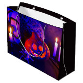 Neon-Kürbisse Große Geschenktüte (Rückseite Schrägansicht)