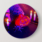 Neon-Kürbisse Halloween Button (Vorderseite)