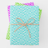 Neon Labyrinth Art Deco Geometrie Geschenkpapier Set (Beispiel)