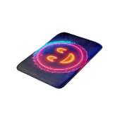 Neon-Lächeln: Helles Glückliches Leuchten Design Badematte (Schrägansicht)