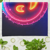 Neon-Lächeln: Helles Glückliches Leuchten Design Geschirrtuch (Gefaltet)