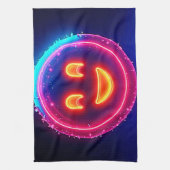 Neon-Lächeln: Helles Glückliches Leuchten Design Geschirrtuch (Vertikal)
