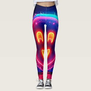 Neon-Lächeln: Helles Glückliches Leuchten Design Leggings