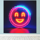 Neon-Lächeln: Helles Glückliches Leuchten Design Leinwanddruck (Insitu (Holzboden))