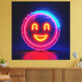 Neon-Lächeln: Helles Glückliches Leuchten Design Leinwanddruck (Insitu (Wohnzimmer))