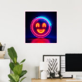Neon-Lächeln: Helles Glückliches Leuchten Design Poster (Heimbüro)