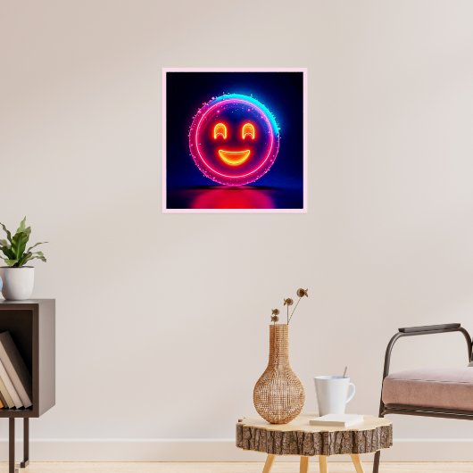Neon-Lächeln: Helles Glückliches Leuchten Design Poster (Wohnzimmer 3)