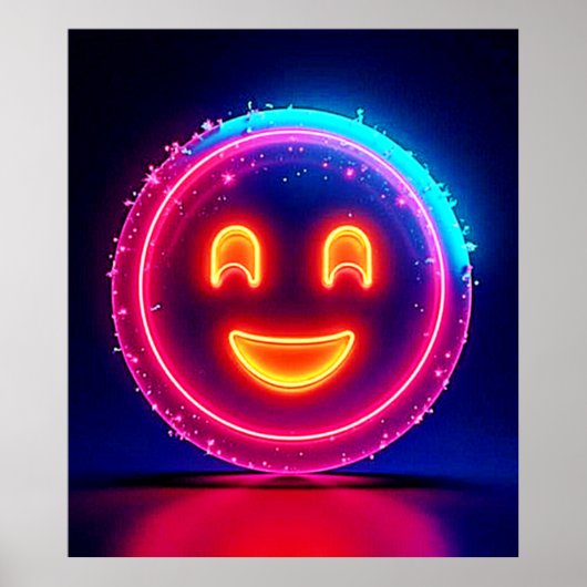 Neon-Lächeln: Helles Glückliches Leuchten Design Poster (Vorne)