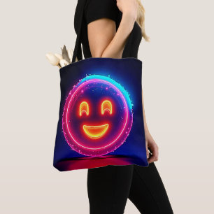 Neon-Lächeln: Helles Glückliches Leuchten Design Tasche