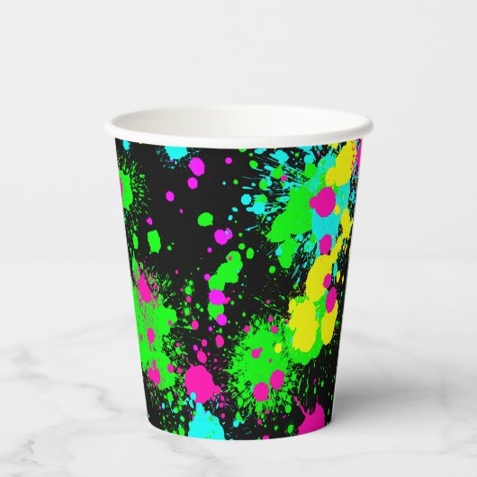 Neon Lackleuchte Geburtstag Pappbecher (Rückseite)