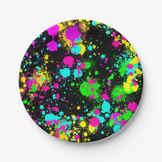 Neon Lackleuchte Geburtstag Pappteller (Vorderseite)