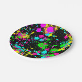 Neon Lackleuchte Geburtstag Pappteller (Schrägansicht)