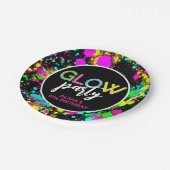 Neon Lackleuchte Geburtstag Pappteller (Schrägansicht)