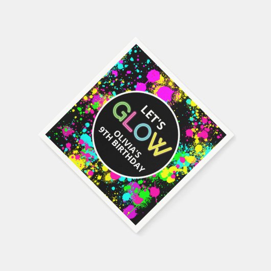 Neon Lackleuchte Geburtstag Serviette (Ecke)