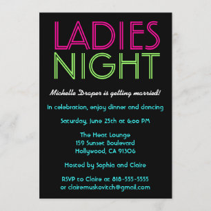 Neon Ladys Night Card Einladung