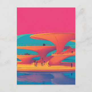 neon lagoon sunset neon futurist park floating pla feiertagspostkarte